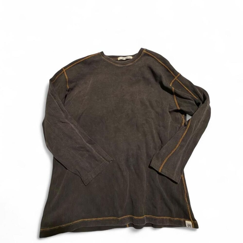 Jake Agave Brown short style long sleeve shirt with gold stitching, size XL